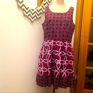 Taylor Midi Summer Dress, Size 14 Pink Multi